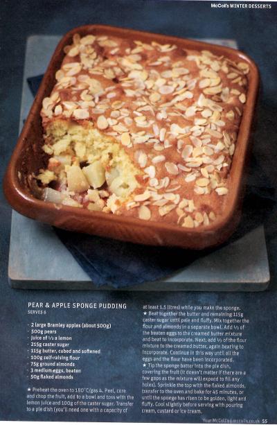 Pear and Apple Sponge Pudding